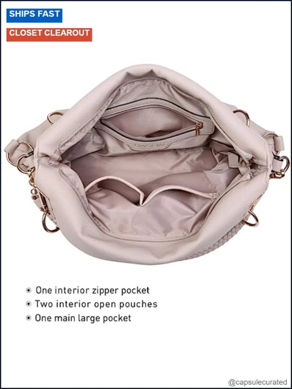 Vegan Leather Hobo Bag with Rhinestone Accents Tote Shoulder Handbag